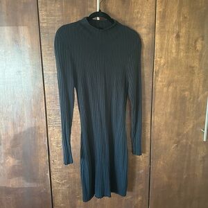 Abercrombie Black Ribbed Mock Turtleneck Knit Dress